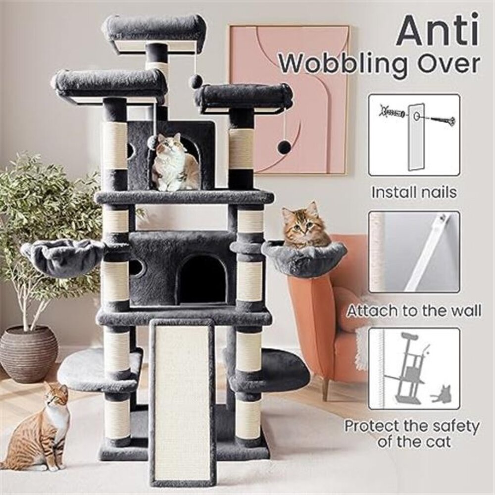 68 Inches Multi-Level Large Cat Tree Big Cat Tower with Condo - Picture 7 of 7